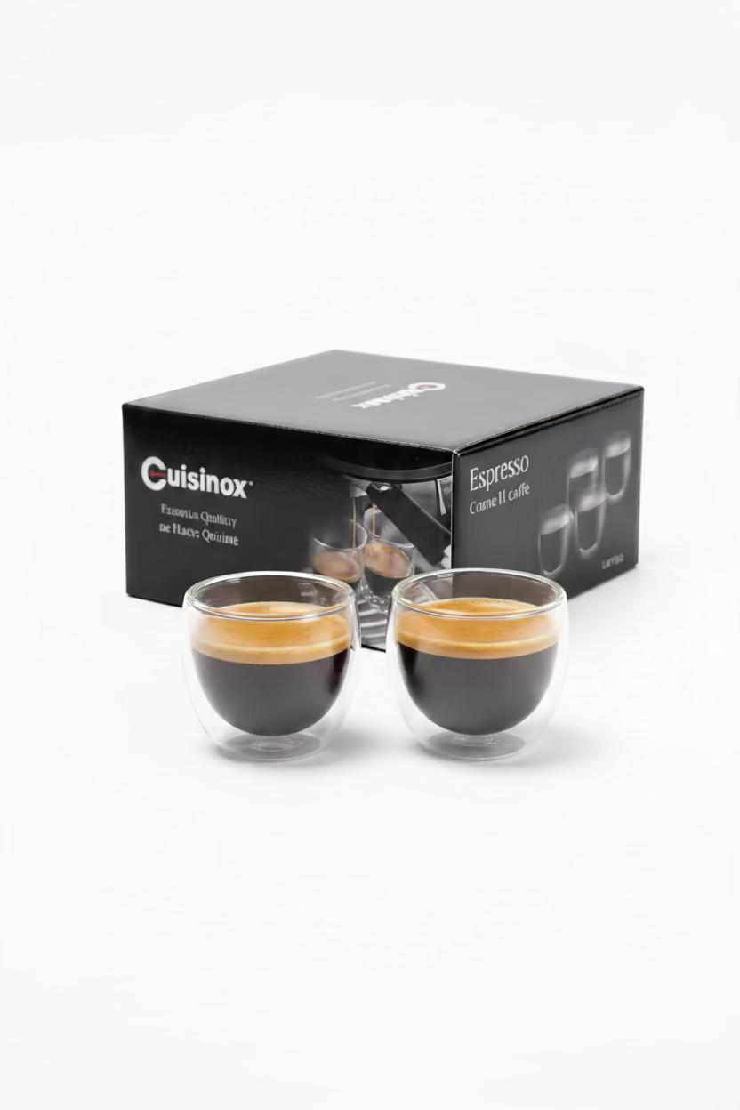 Cuisinox Lot de 4 tasses à expresso, verre à double paroi
