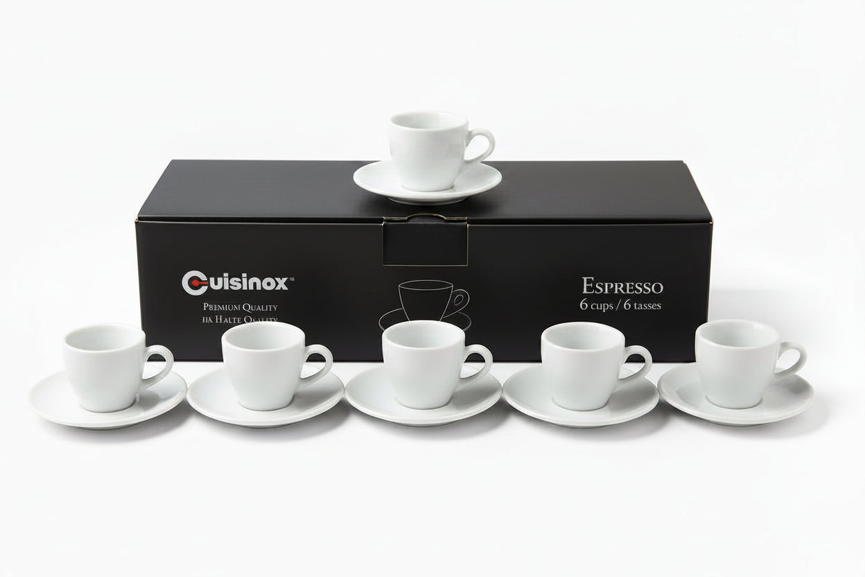 Cuisinox Signature Series, Set of 6 Espresso Cups, White Porcelain