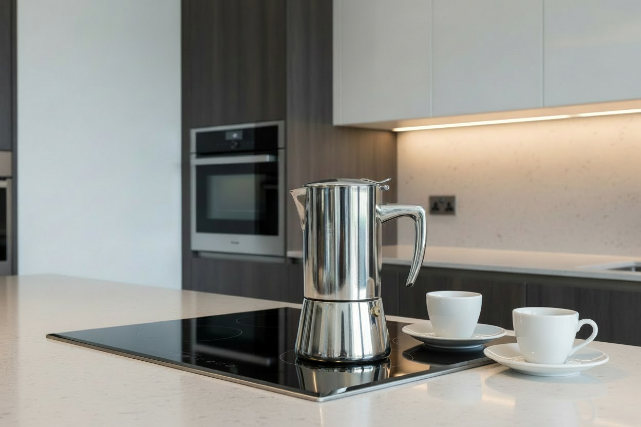 Cafetière espresso moka Roma en acier inoxydable miroir pour cuisinière à induction