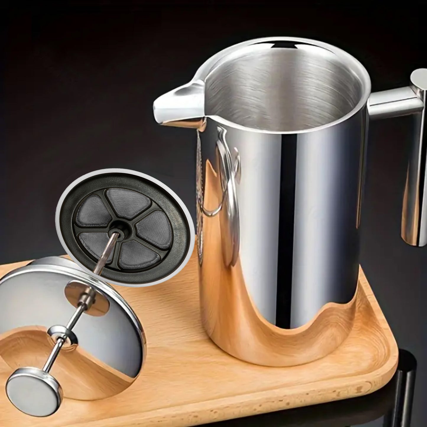 Cuisinox Double Walled Stainless Steel French Press With Silicone Gasket Filter