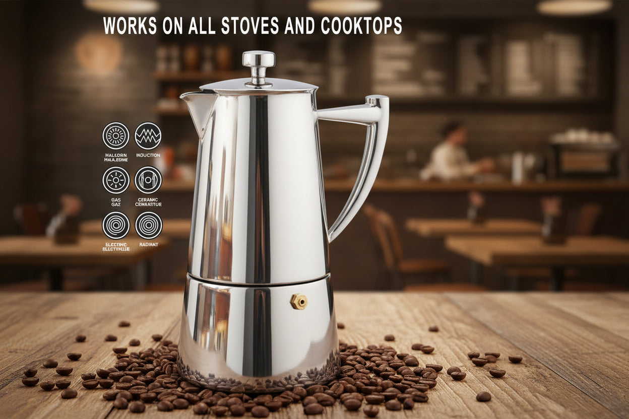 Cafetera Moka Espresso Cuisinox Roma de inducción de acero inoxidable 