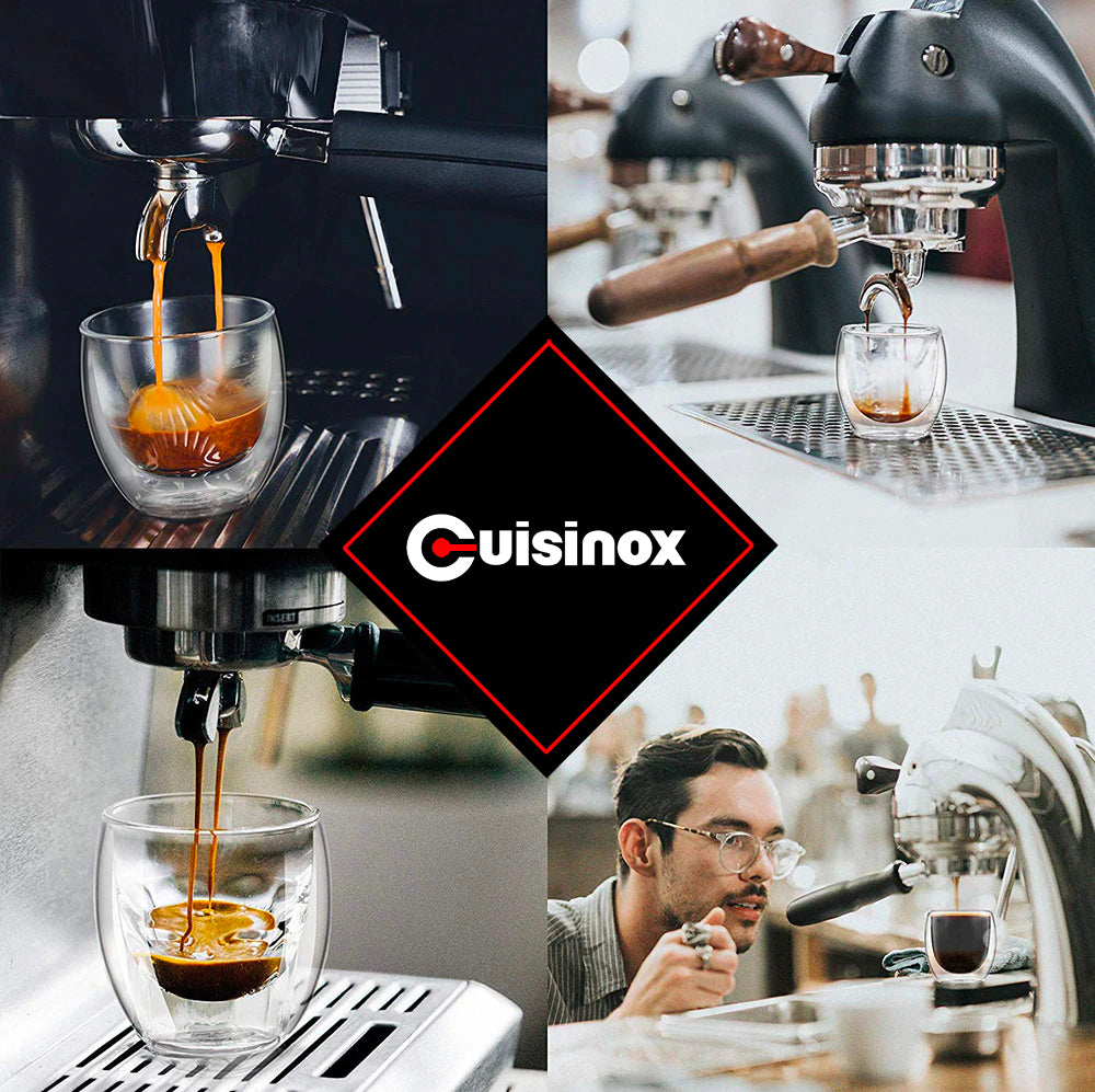 Cuisinox Espresso Cups, Double Walled Glass, Set of 4