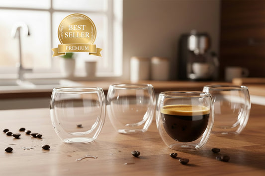 Cuisinox Juego de 4 tazas de café expreso, vidrio de doble pared 