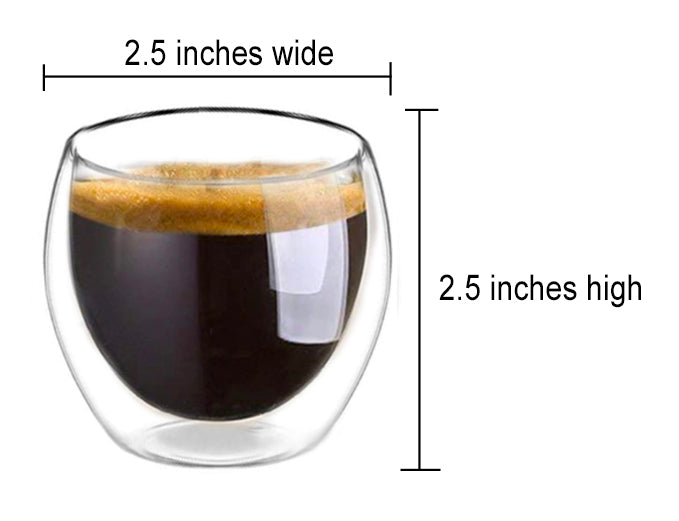 Cuisinox Espresso Cups, Double Walled Glass, Set of 4