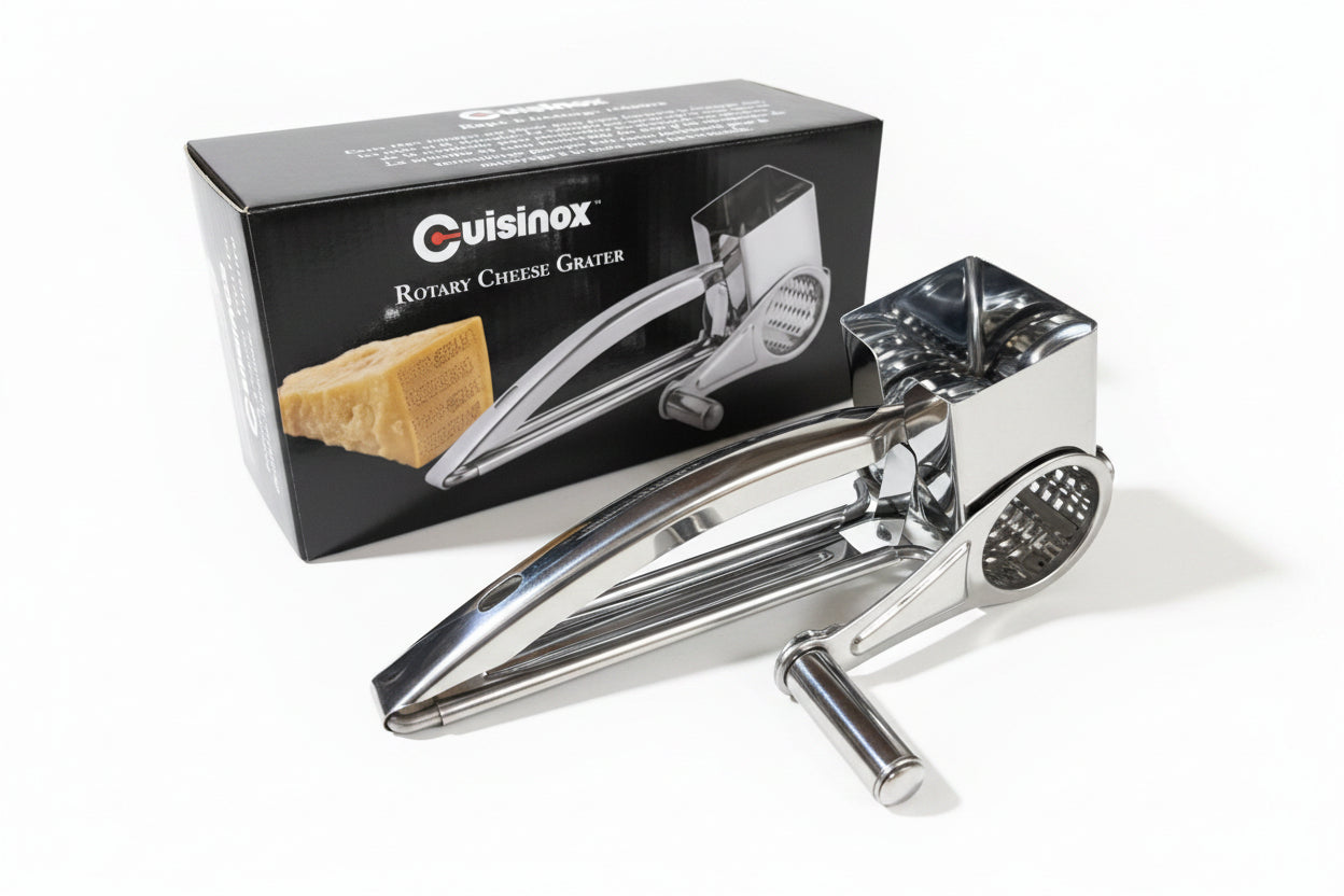 Stainless Steel Rotary Cheese Grater for Parmesan, Hard Cheese, Chocolate & Nuts
