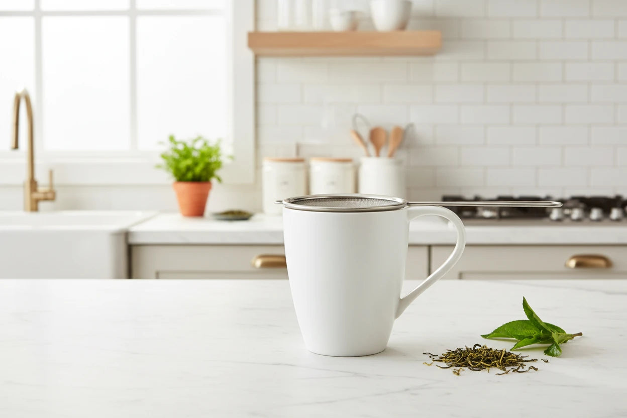 Cuisinox Masala Chai and Matcha Tea Fine Mesh Strainer and Pot Set