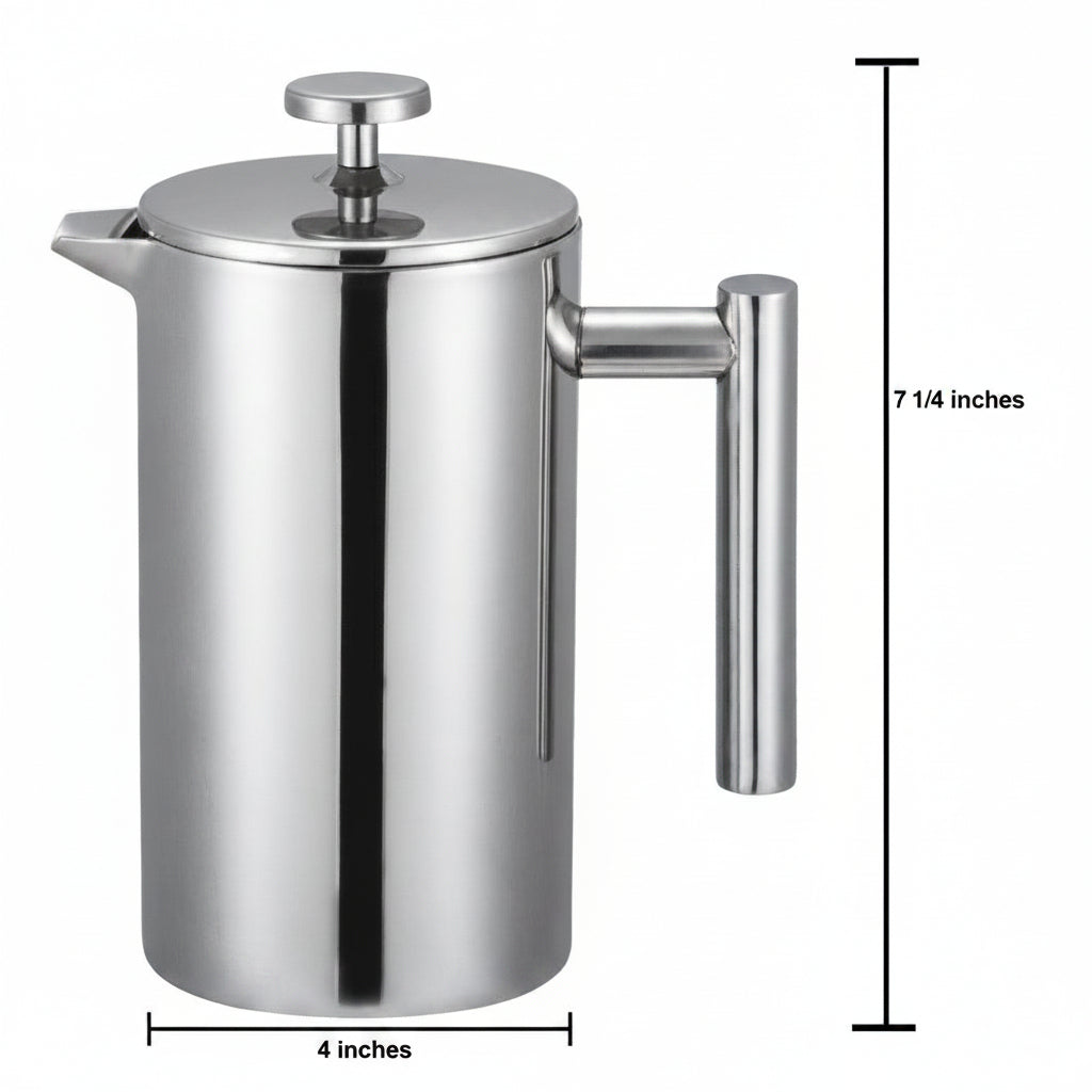 Cuisinox Double Walled Stainless Steel French Press With Silicone Gasket Filter