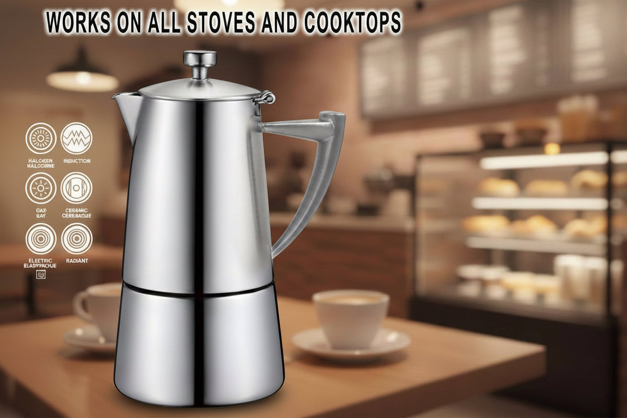 Cafetera Cuisinox Roma Satinada de Inducción de Acero Inoxidable Moka Espresso 