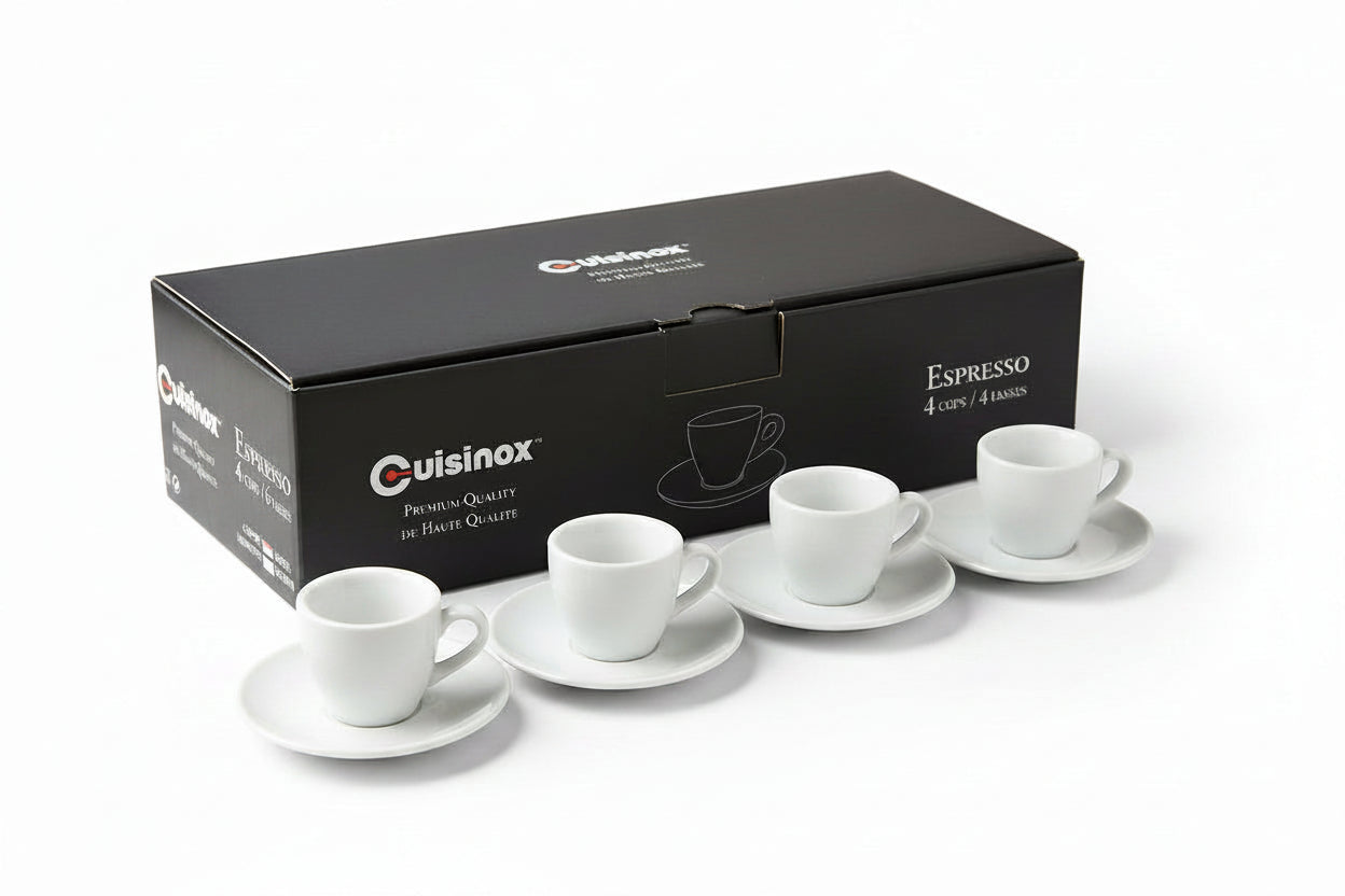 Cuisinox Signature Series, Set of 6 Espresso Cups, White Porcelain