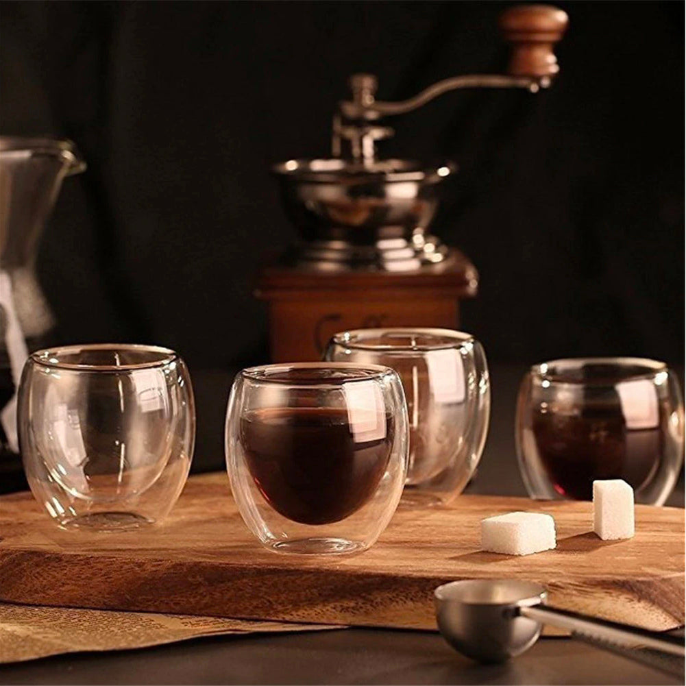 Cuisinox Espresso Cups, Double Walled Glass, Set of 4